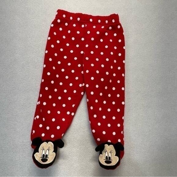 Disney Minnie Mouse Red Polka Dot Footies Pants Size 6-9 Months - Picture 4 of 12